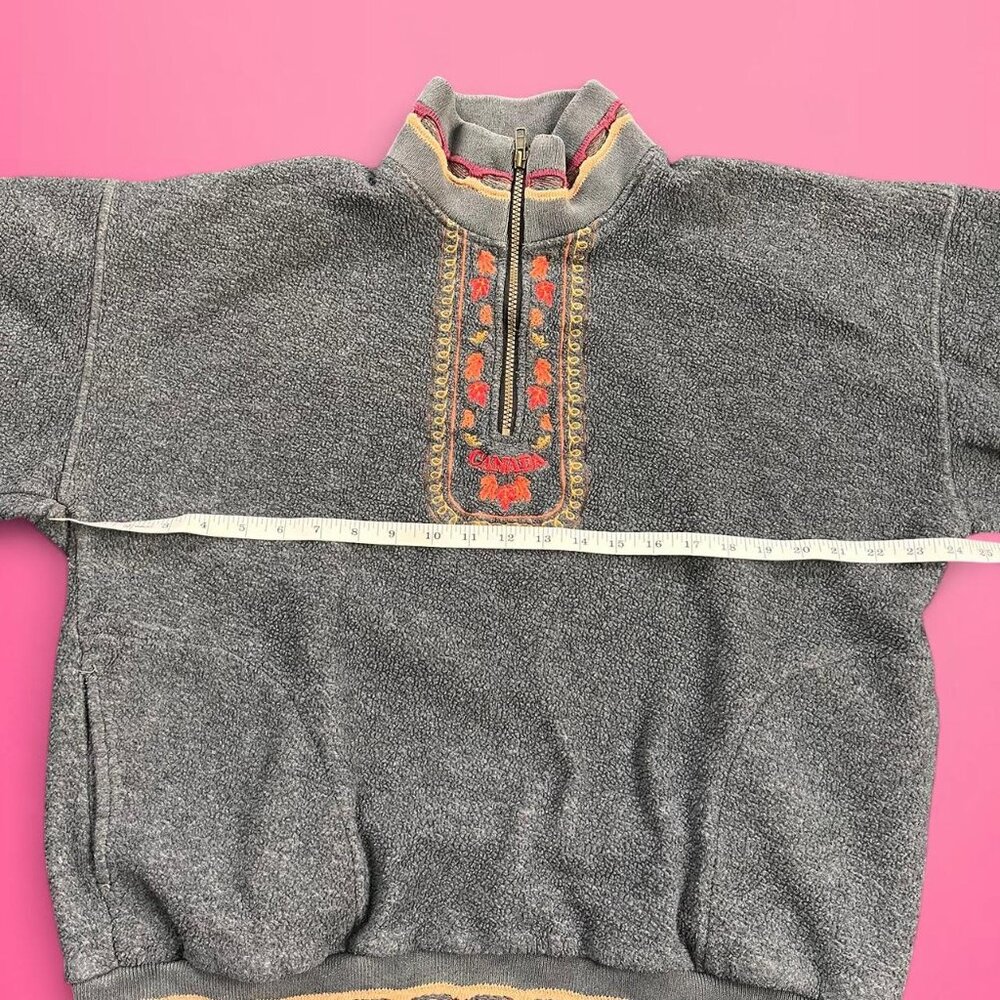 Vintage 90s embroidered fleece dad zip up - Picture 7 of 8